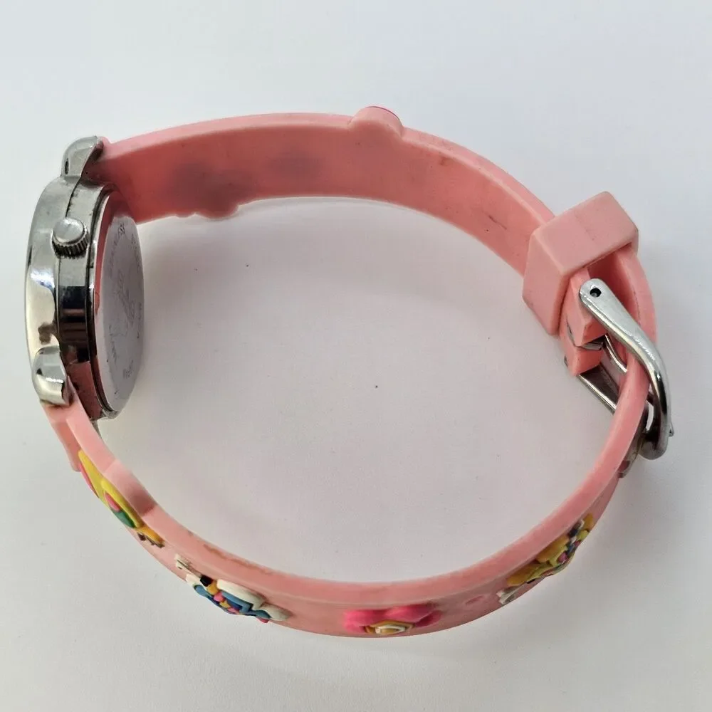 Floating Butterfly Second Hand Kids Watch 27MM White Dial Pink Bands New Battery